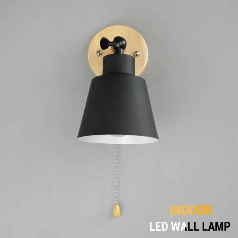 Modern Simple Wooden Macaron LED Wall Light Scandinavian Switch Light Horizontal Study Aisle Staircase Indoor Lamps and Lighting led light led wall lamp wall light