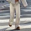 Cuteandpsycho Casual Solid Basic Pants Y2K Chic Floor Length Bottoms Vintage Aesthetic Mid Waist Drawstring Straight Trousers 2
