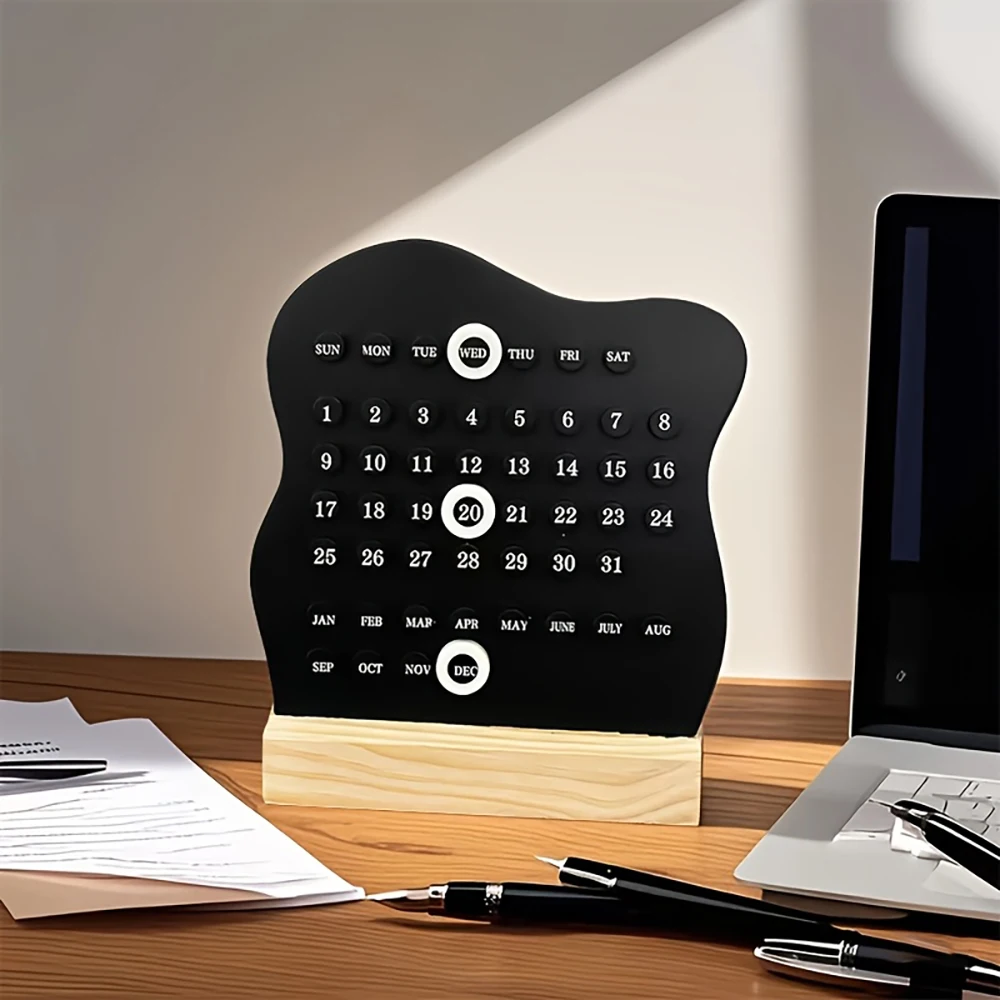 Calendario da tavolo manuale creativo in legno, settimanale regolabile, mese, data, calendario, ornamento da tavolo, decorazione della stanza delle attività domestiche - immagine 4