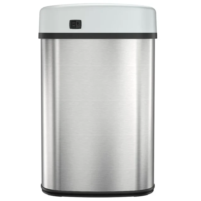 13 Gallon Oval Stainless Steel Sensor Trash Can with Odor Filter