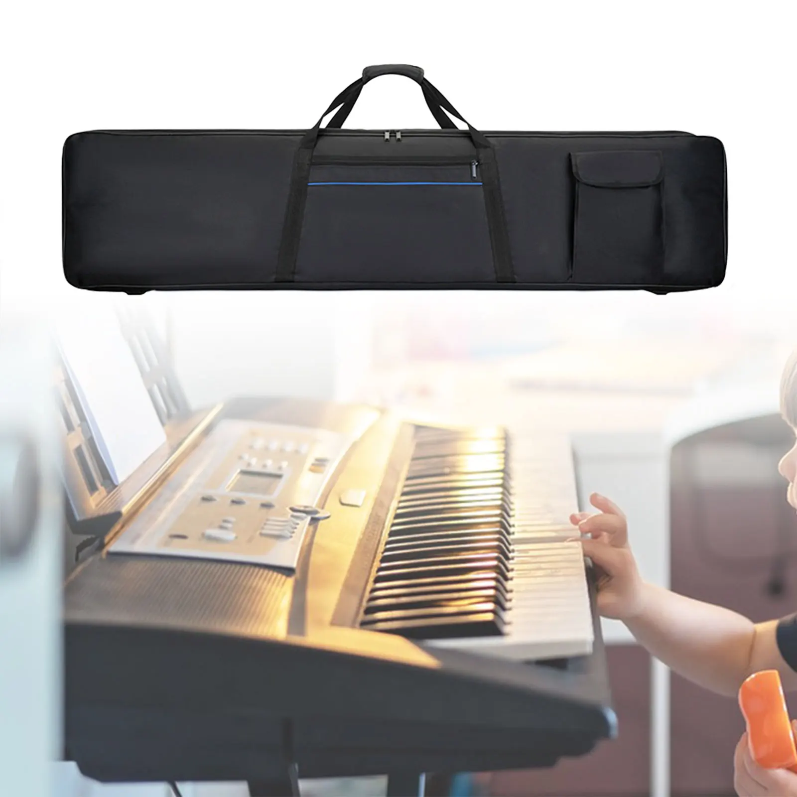Electronic Organ Bag 88 Key Piano Keyboard with Pocket Oxford Cloth Waterproof for Performance Music Studio Concert