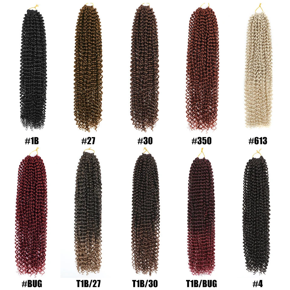 Afro Curls Water Wave Synthetic Crochet Braids Extensions Hair For African Kinky Curly Twist Braids Ombre Black Brown For Women 3
