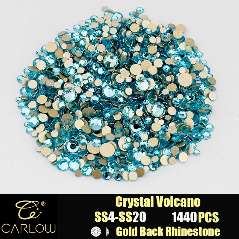 Shiny Gold Back Glass Crystal Rhinestones for DIY Crafts and Nail Art - 1440 Pieces