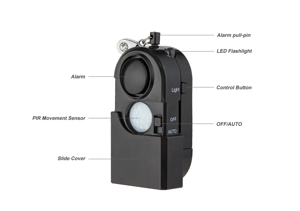 KERUI Portable Mini Motion Detector Alarm 120DB Siren SOS LED Light Security Alarm For Travel Home Kids Safe Personal Alarms