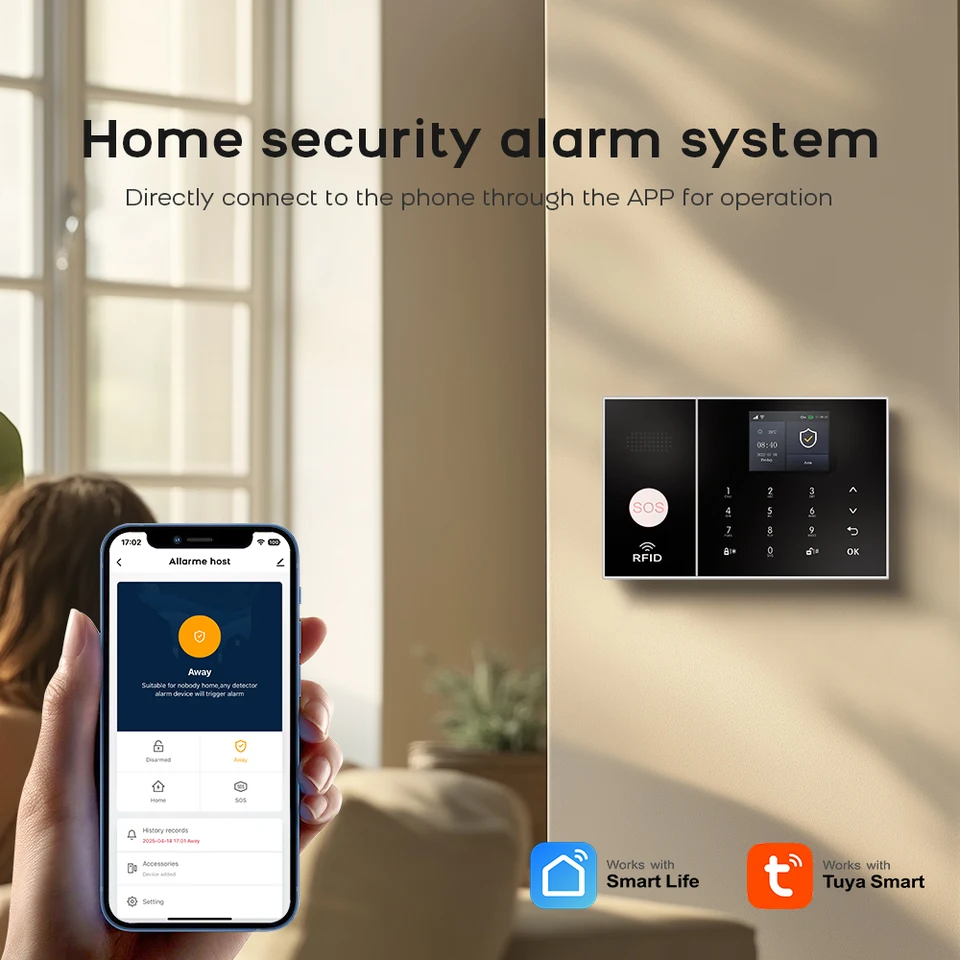 PGST Alarmsysteem voor thuis, draadloos, wifi/4G SIM, app