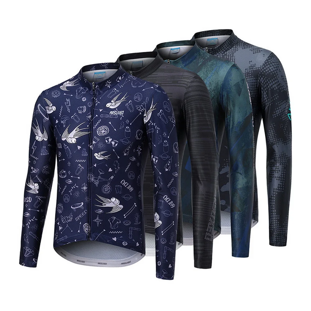 Per uomo Maglia da ciclismo Manica lunga Bicicletta Superiore con 3