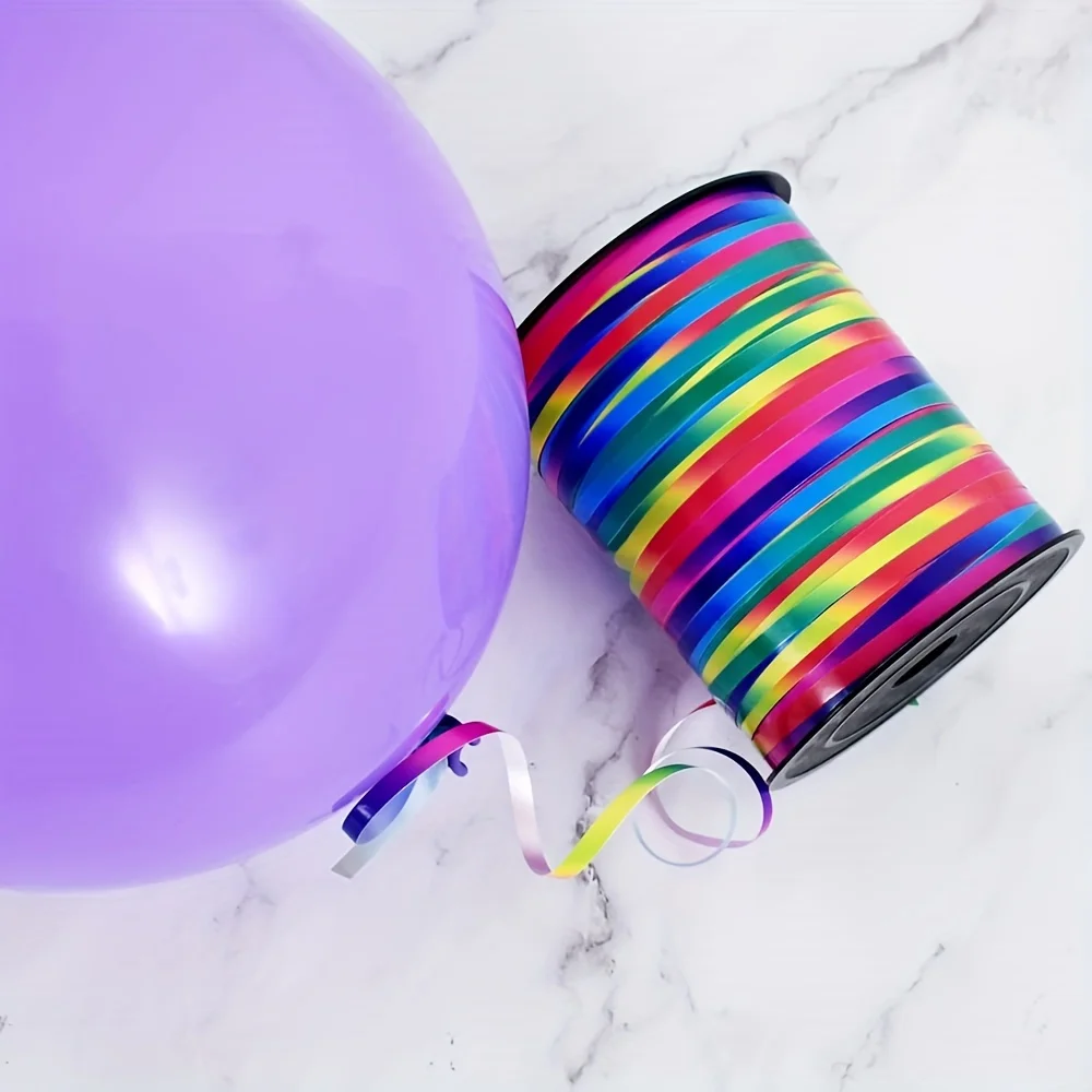 1pc 500 Yards Rainbow Curling Ribbon Pastel Balloon String Light Color Balloon Ribbon for Crafts Decoration Supplies
