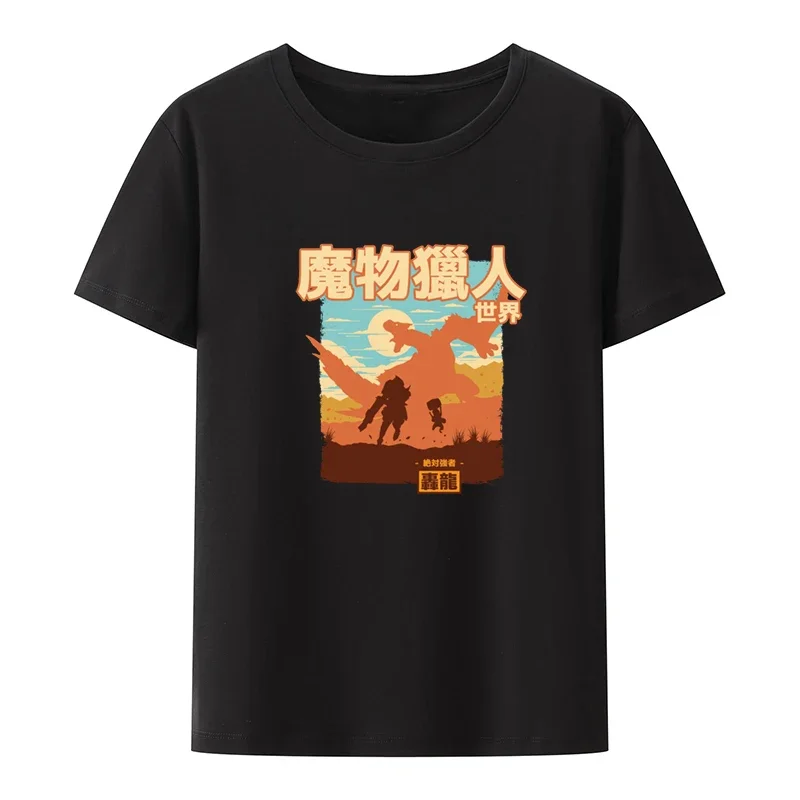 Футболка MHW Tigrex с рисунком, забавная футболка, одежда из аниме, хипстерские женские топы, трендовые милые подарочные футболки унисекс, популярная тонкая ностальгия