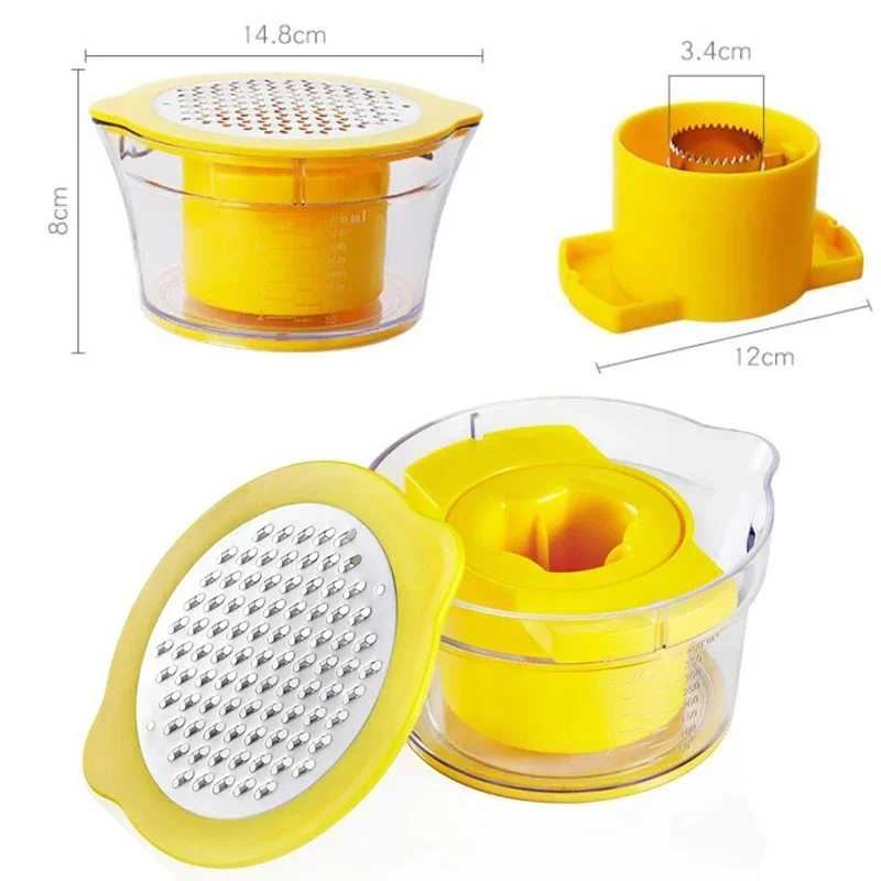 4 In1 Kitchen Slicer Peeler Ginger Grinder with Scale Container Stainless Steel Corn Peeler Thresher Corn Stripper Garlic Press