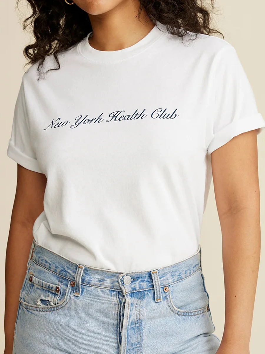

Letter Printed Tees 2024 Spring New Women Round Neck Short Sleeve Casual Sport Tops T-shirts Korean Fashion Chic T-shirt Female