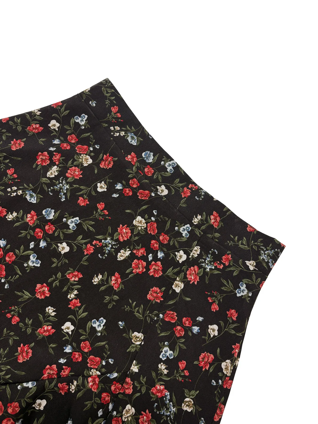 Women's Summer Boho Ruffle Skirt, High Slit Long Regular Fit High Waist Small Flower Print Dress, Casual Beachwear 5