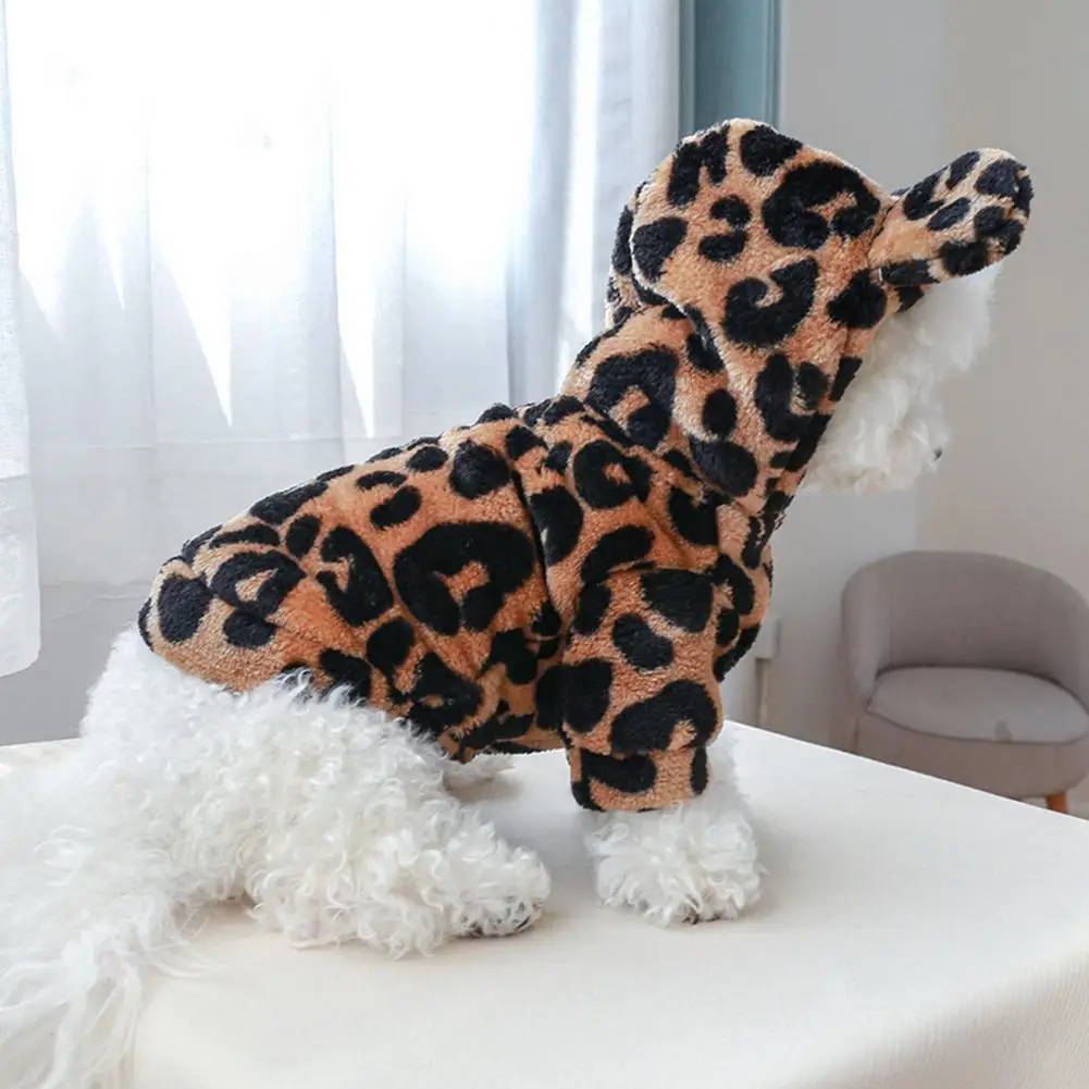 

Pet Clothing Pretty Leopard Print Attractive Winter Dog Cat Two-legged Sweatshirt for Outdoor