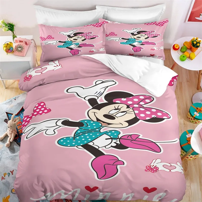 Cartoon Minnie copripiumino Mickey Minnie Mouse Set biancheria da letto per bambini custodia per piumino regalo per ragazza ragazzo doppia singola decorazione per camera da letto