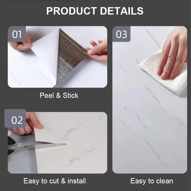 10Pcs Floor Stickers 30*30cm PVC Imitation Marble Brick Tile Self-adhesive Wall Stickers Waterproof Floor Tiles Bathroom Decor 6