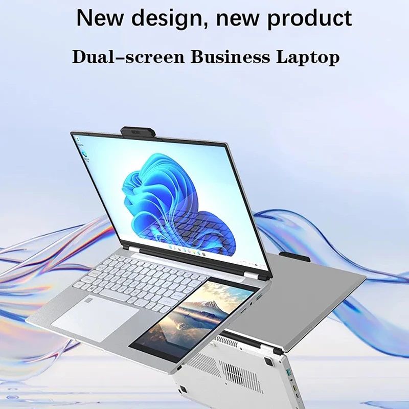 Laptop Dual Screen Intel Celeron N100 15.6''+7'' 32GB DDR4 2TB SSD Fingerprint Unlock HD Camera Backlit Keypad 3.4 GHz Notebook 2