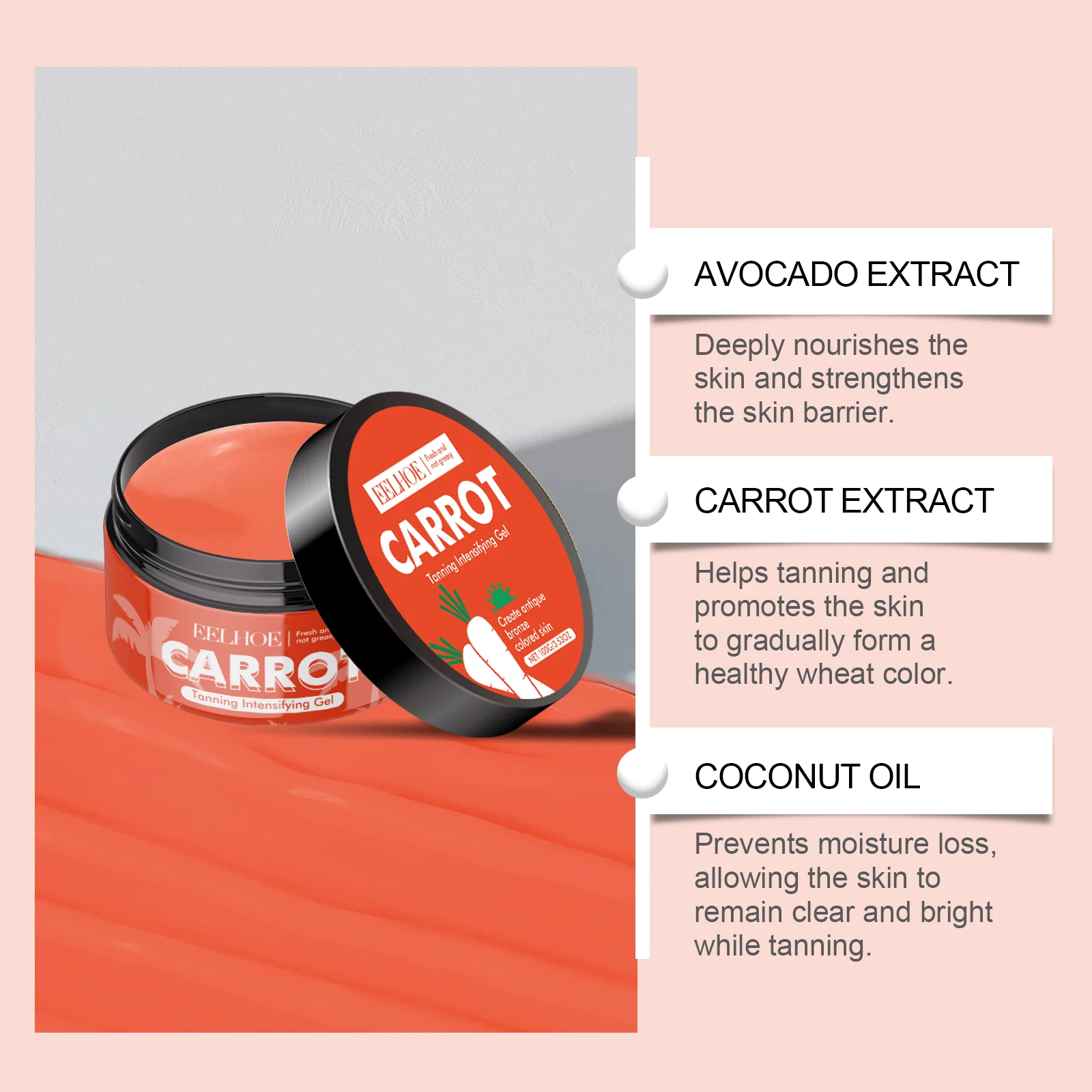 Carrot Tanning Gel Self-tanning Accelerator Cream Intensive Brown Sunbed Summer Tanning Lotion Lasting Moisturizing Self Tanner