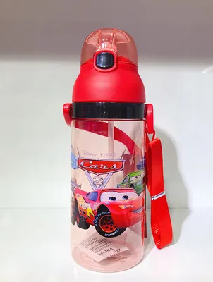 Disney / Pixar Cars Lightning McQueen Steel Water Bottle with Built-In  Straw 