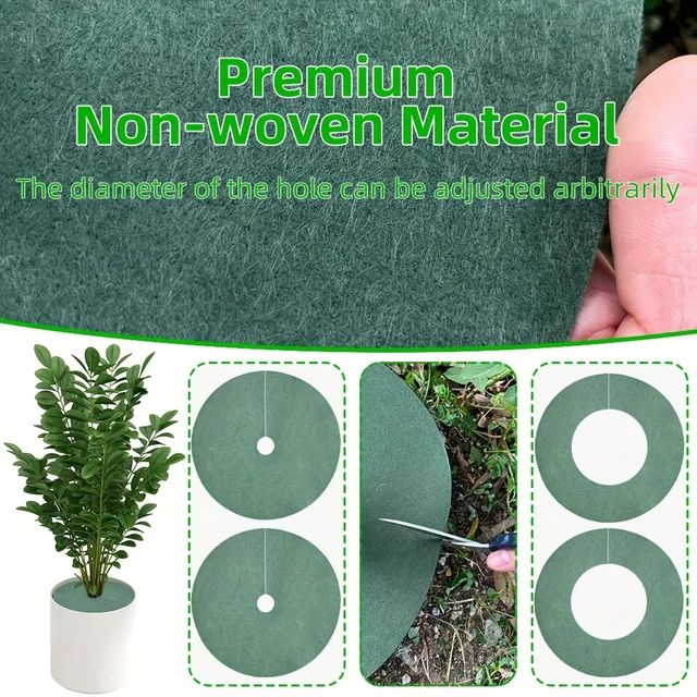 Green Non-Woven Tree Mulch Ring - Reusable Weed Barrier Mat for Effective Weed Control, Root Protection, and Moisture Retention 5