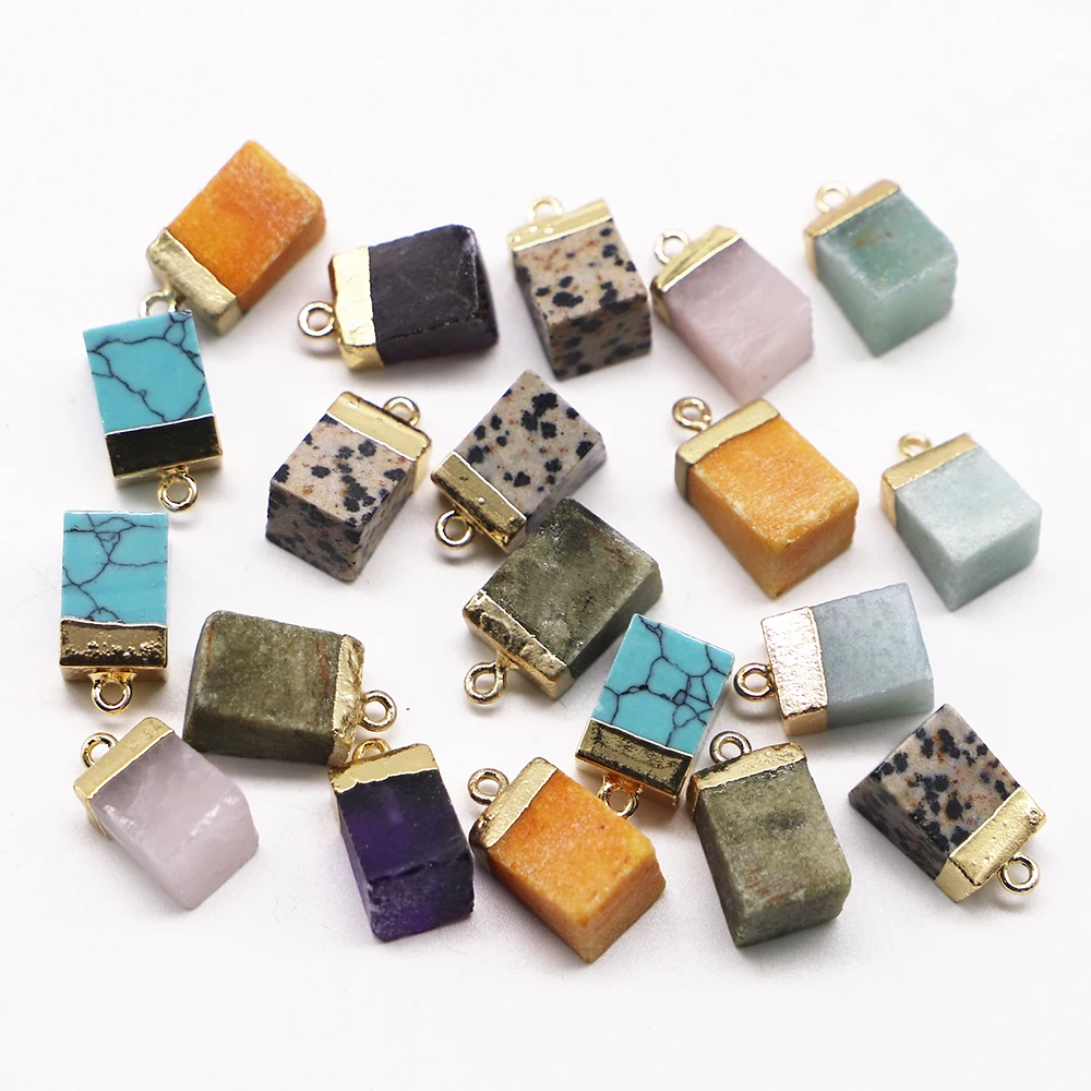 

Hotselling Natural Stone Pendants Trendy Assorted Mixed Irregular Cube Shape Reiki Charm DIY Jewelry Accessories Wholesale 10Pcs