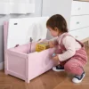 Kids 2-in-1 Wooden Toy Storage Box Seat Bench Storage Chest w/ Pneumatic Rod 1