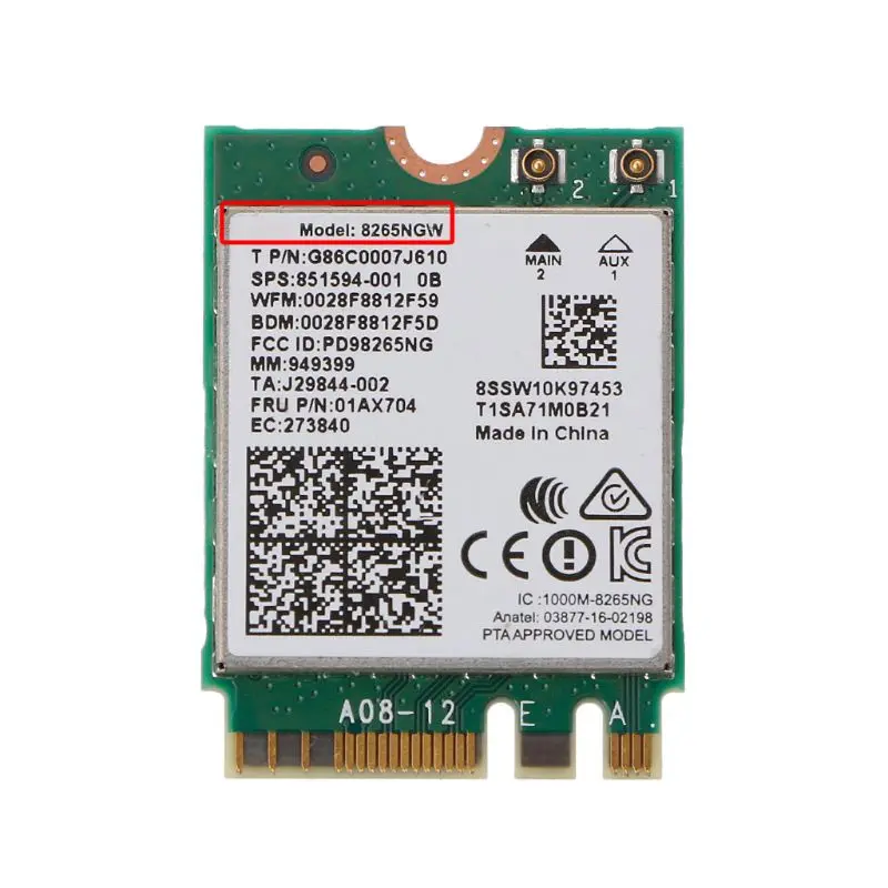 

Двухдиапазонная сетевая карта 2,4/5 ГГц, Bluetooth-совместимая 4,2 для 8265 AC8265 8265NGW для M.2 WIFI адаптера