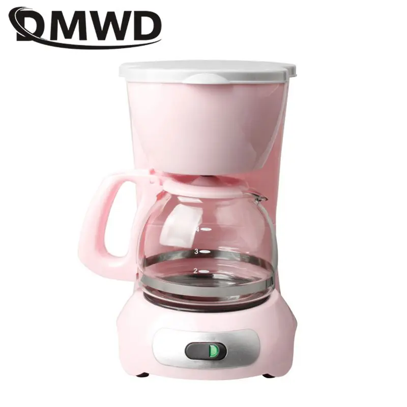 600ML Mini American Coffee Machine Automatic Drip Coffee Maker 4 Cups Maker with gladd jug for Home And Office 220V DMWD