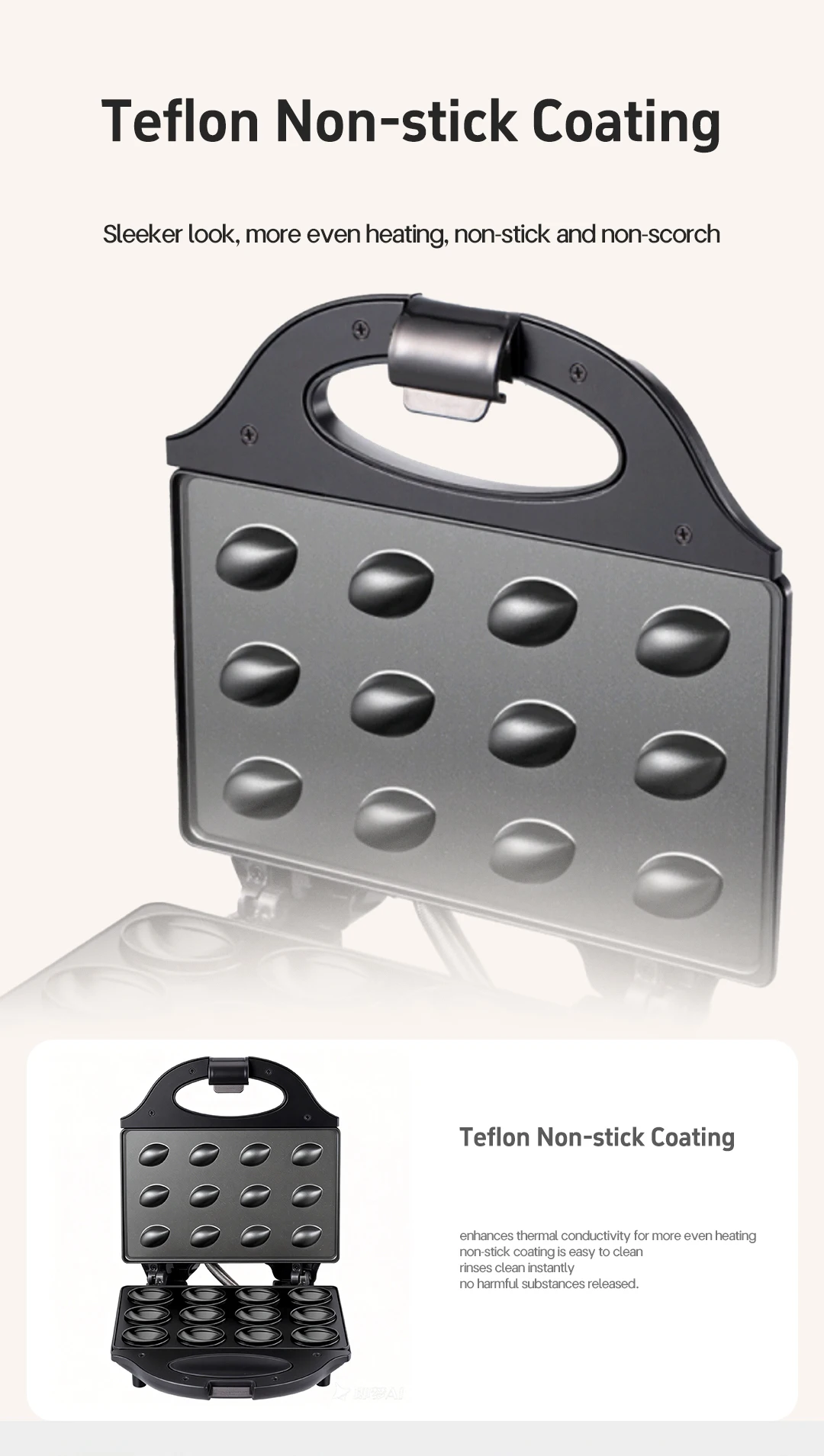 Waffle makinesinin termostat düğmesi ve kontrol alanı