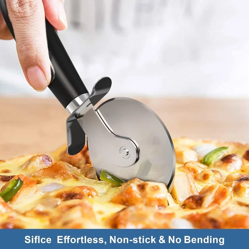 Premium Stainless Steel Kitchen Pizza Cutter Wheel Server Tool Home Knife Waffle Cookies Cake Bread Dough Slicer Kitchen Gadgets
