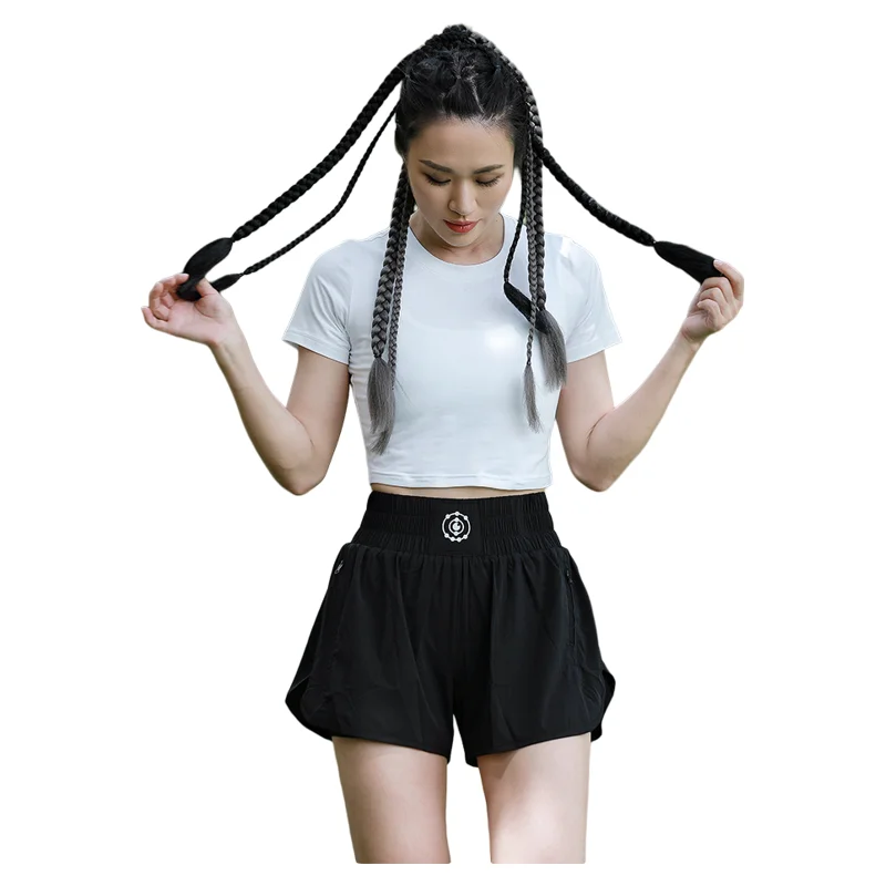 Fluory High Waisted Sports Shorts Women Anti-run Training Fitness Boxing Marathon Shorts New Summer Style