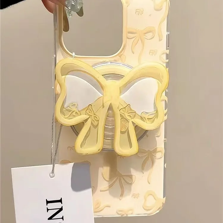 Yellow Bow Tie Cartoon Magnetic Phone Stand & Wireless Charging Holder