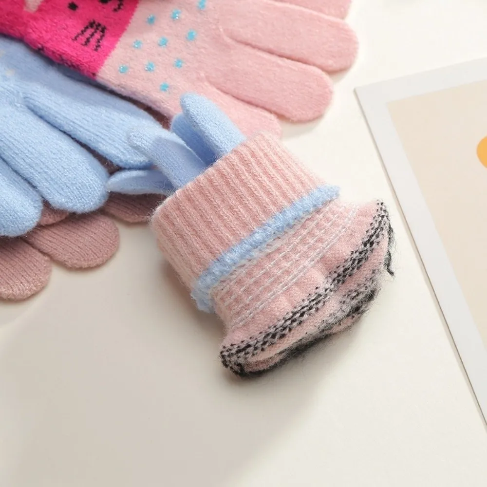 3- 10Years Old Cute Warm Kids Winter Gloves Windproof Coldproof Children Mittens Candy Color Soft Knitted Gloves Outdoor
