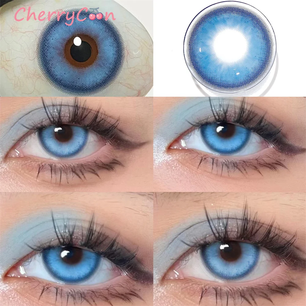 

CherryCon LostMermaid Blue Contact Lenses Big Beauty Pupil Yearly Colored Soft For Eyes Contact Lens Myopia Prescription Degrees