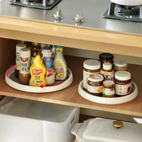 Condiment Storage Rack Kitchen Storage Tray Round Shelf Pantry Cabinet Turntable 1 Tier Spice Rack Rotating Organizer 2