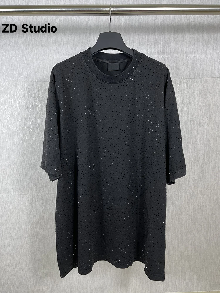 

[ZD Studio] 2023 Hot Drill Wash To Do Old Short Sleeve T-shirt Will Weave And Dye Loose Off Shoulder Version Short Sleeve