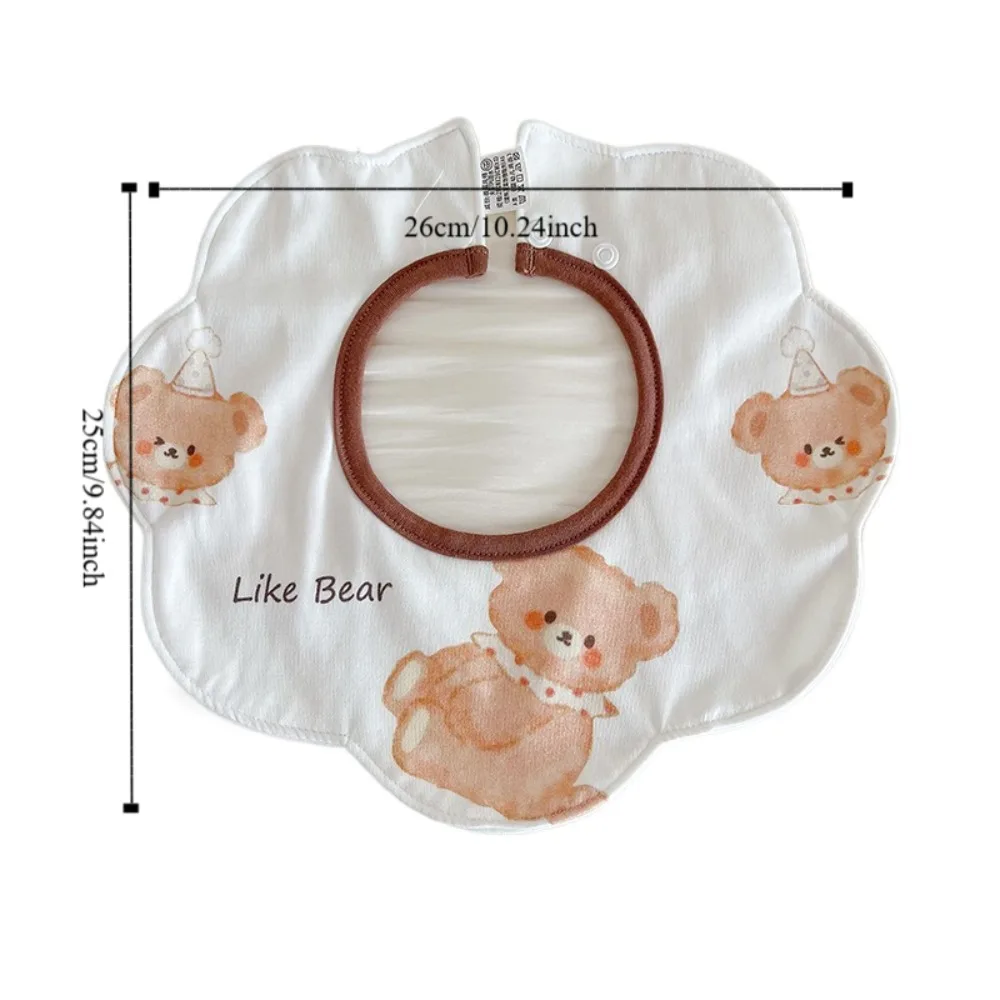 Cartoon Anti-vomiting Bibs Cotton Yarn Flower Shape Baby Drooling Bibs Round Neck Rotatable Baby Cotton Bibs