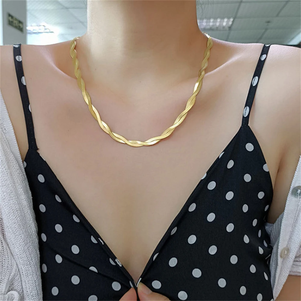 Twisted Snake Chain Necklace Stainless Steel Herringbone Collier Trendy  Layering Choker Necklaces Jewelry For Women Girl 2022| | - AliExpress