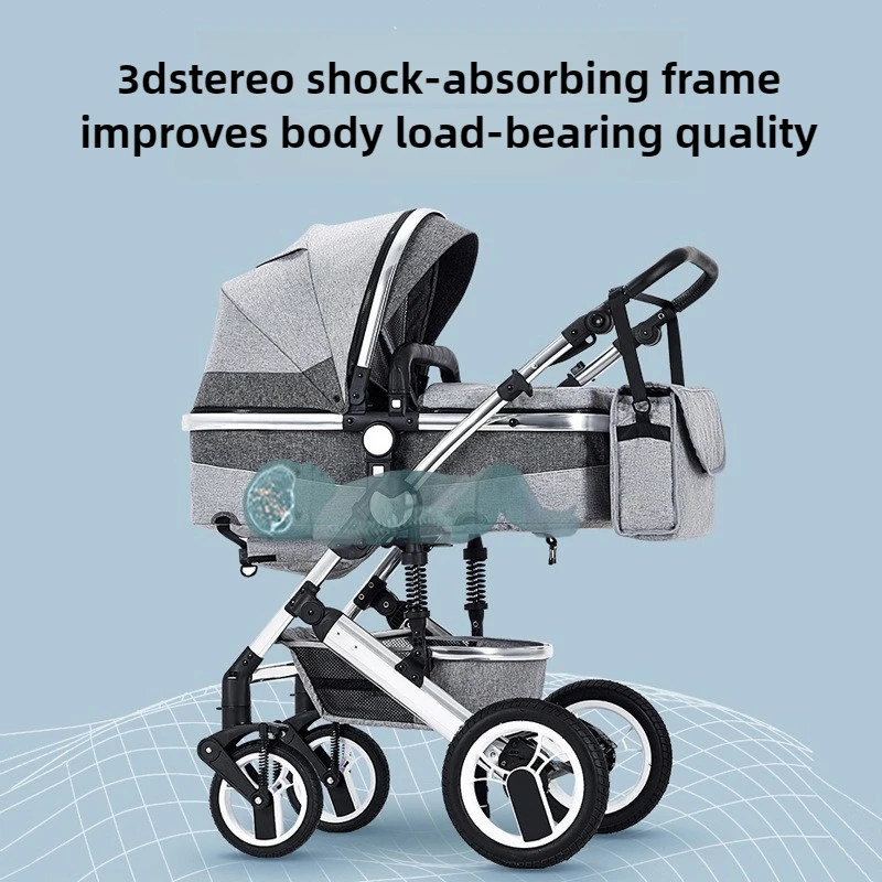 2-in-1 baby stroller sit or lie down bi-directional push shock-absorbing folding high landscape newborn stroller