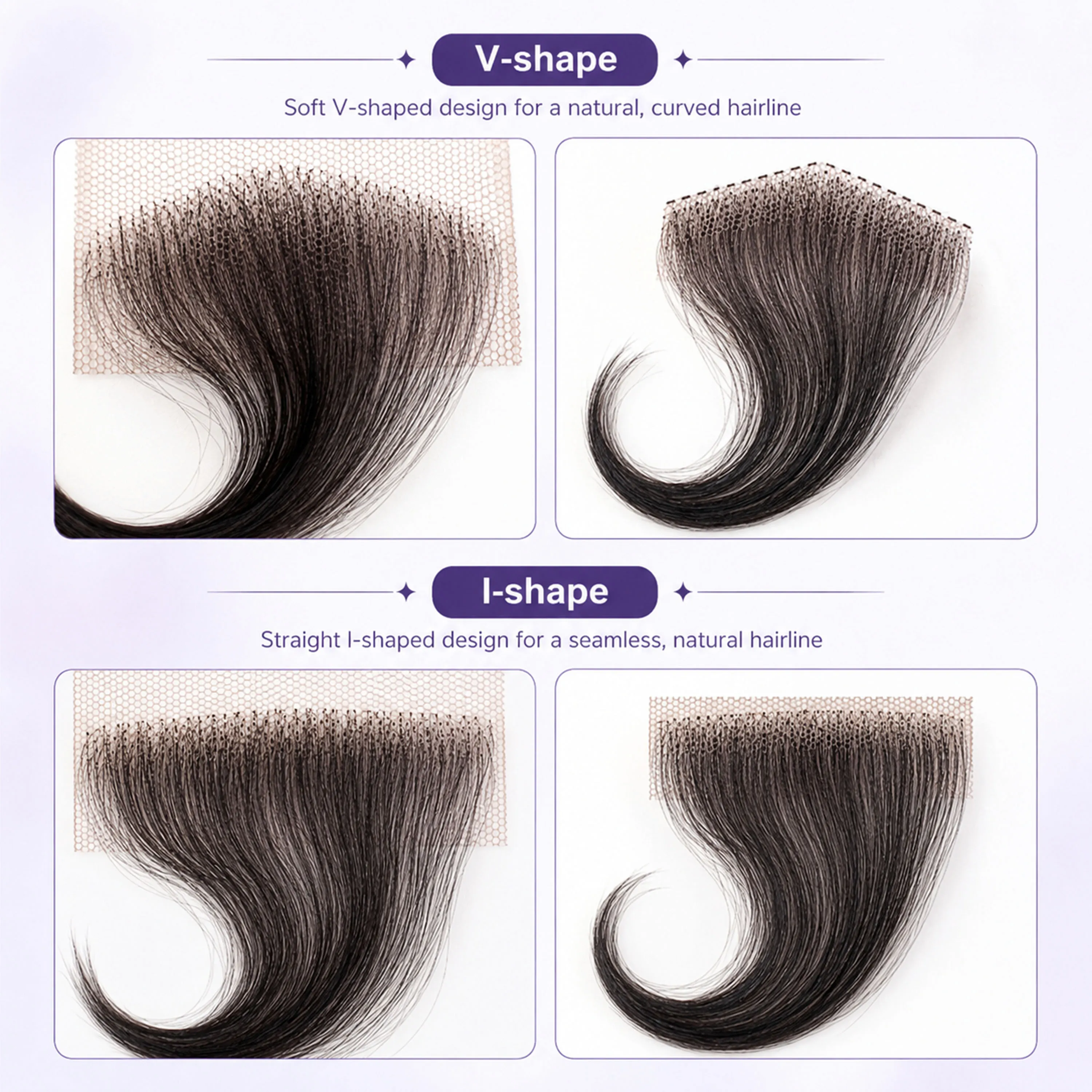 Capelli Umani Veri al 100% con Bordi a I/V, Pizzo HD e Baby Hair per Donne, Riutilizzabile, Invisibile, in Pizzo Svizzero, Nero Naturale, Fatto a Mano - immagine 5