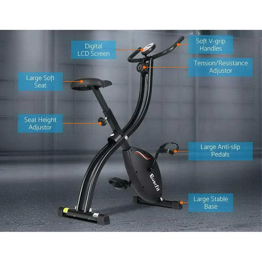 Folding Exercise Bike Magnetic Resistance Compact X Frame Design Indoor Cycling Cardio