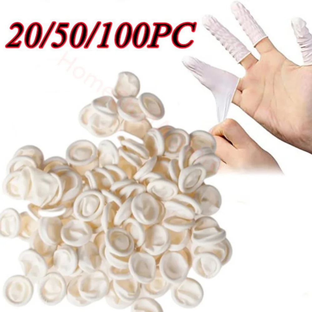 100pcNaturalDisposableLatexFingerCotsNonslipAntistaticFinger