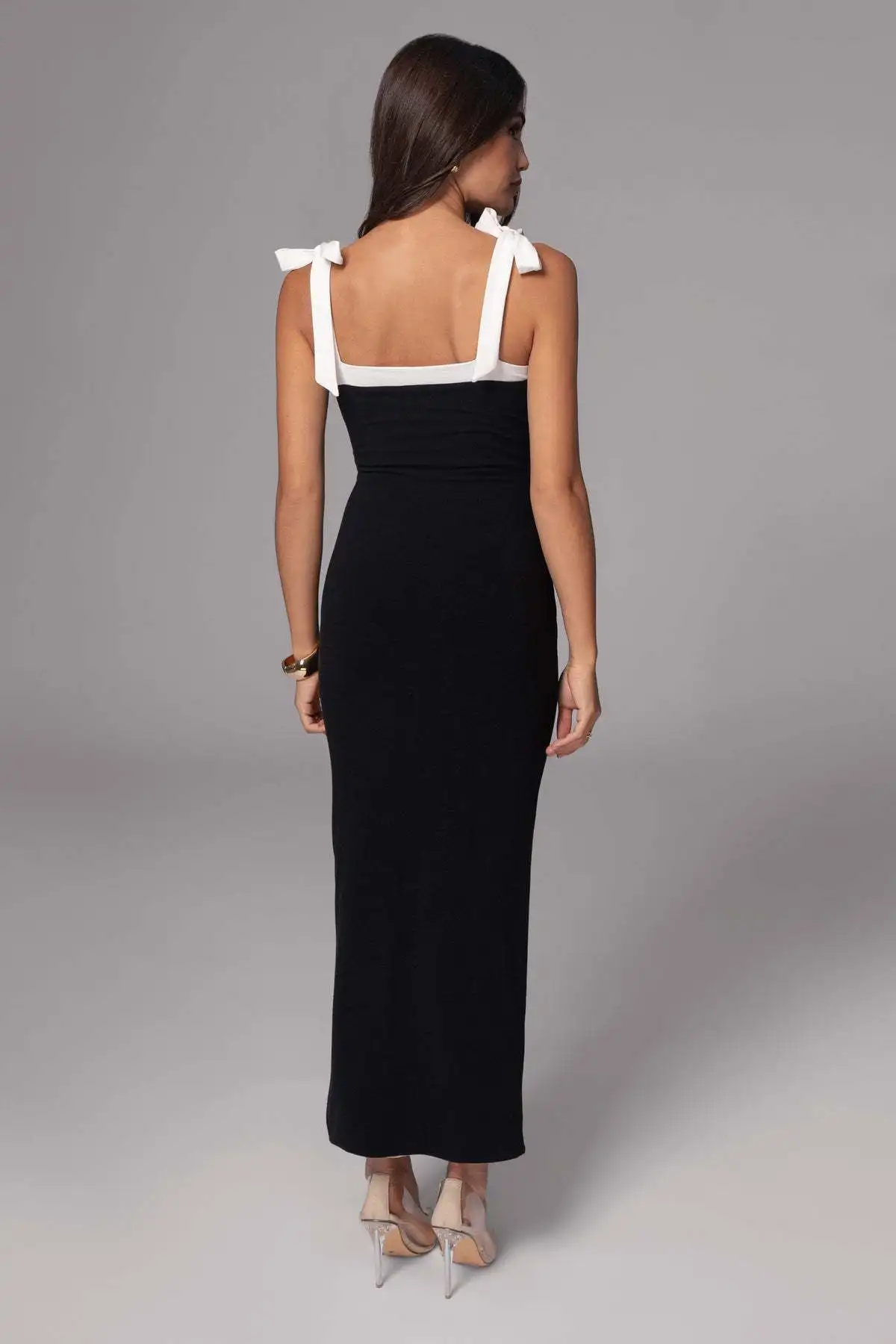 Elegant Sleeveless Elastic Slim Evening Dress Female Sexy Square Neck Backless Long Dress Autumn/Winter 2025 Vestido