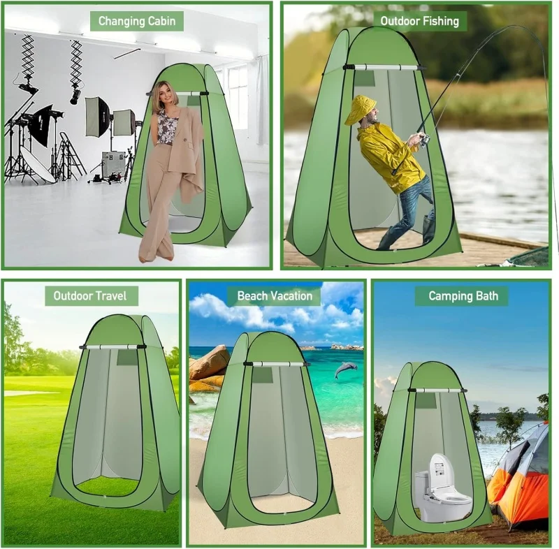 Pop Up Privacy Shower Tent, Portable Camping Shower Tent, Camping Toilet Changing Room Sun Shelter with Window for
