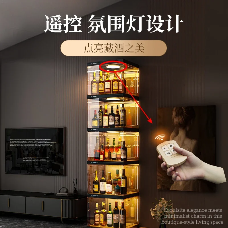Wine cabinet display cabinet, living room against the wall, small household floor-to-ceiling foreign wine cabinet