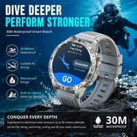 Montre connectée GPS d'extérieur nouvelle génération pour homme avec boussole, altimètre, baromètre, lampe torche LED, appels Bluetooth, étanchéité 3ATM, écran AMOLED HD de 1,43 pouces, 2 Go de mémoire, écouteurs TWS, suivi de la santé (fréquence cardiaque/oxygène sanguin/sommeil) 3