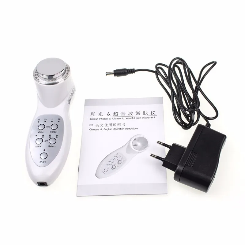 7 Color Led Facial Photon Light Therapy Ultrasonic Face Skin Lift Anti Aging Wrinkle Removal Ultrasound Facial Massager Machine