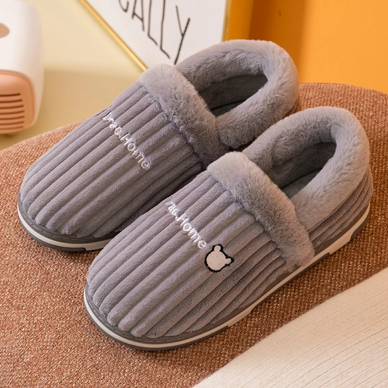 indoor outdoor slippers with arch support Home Slippers Winter Warm 2022 Female Plush Fur Shoes Couples Women Men House Bedroom Casual Bear Non Slip Cute Furry Slides warm indoor slippers Indoor Slippers