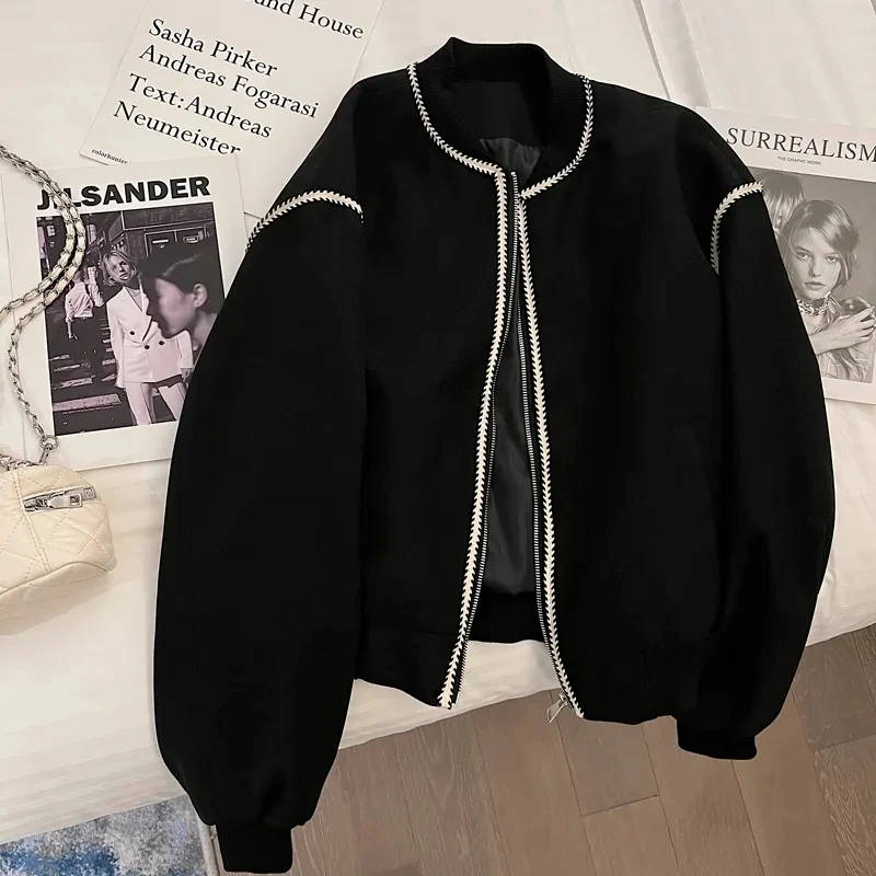 

Spring Women's Jacket Vintage Baseball Fragrant Short Coat Ladies Loose 2023 Fashion