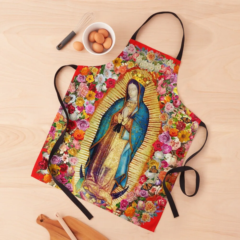 

Our Lady of Guadalupe Mexican Virgin Mary Saint Mexico Catholic Mask Apron Kitchen accesories kitchen apron ladies