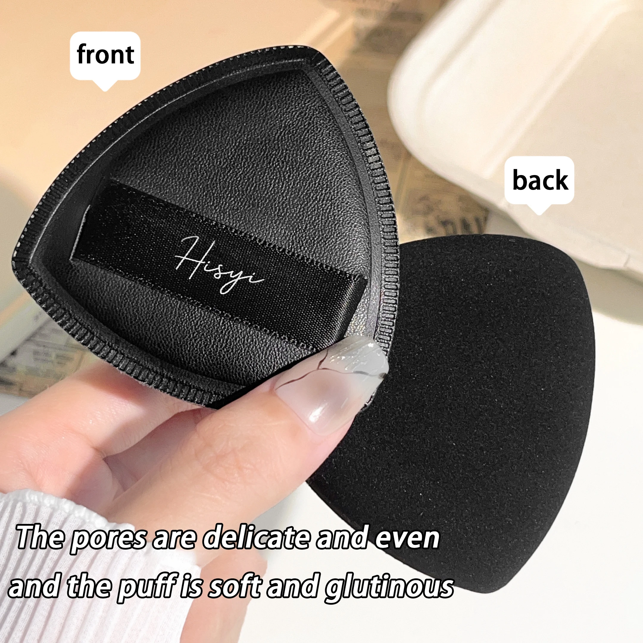 Black Triangle Powder Puff Facial Makeup Sponge Soft Velvet Cosmetics Puff Mixer Beauty Foundation Make-Up Sponge Makeup Access 4 Black Triangle Powder Puff Facial Makeup Sponge Soft Velvet Cosmetics Puff Mixer Beauty Foundation Make-Up Sponge Makeup Access - Image 4