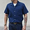Sauce Zhan Mans Shirts Indigo Seersucker Short Sleeve  Shirt for Men Vintage Regular Fit 2
